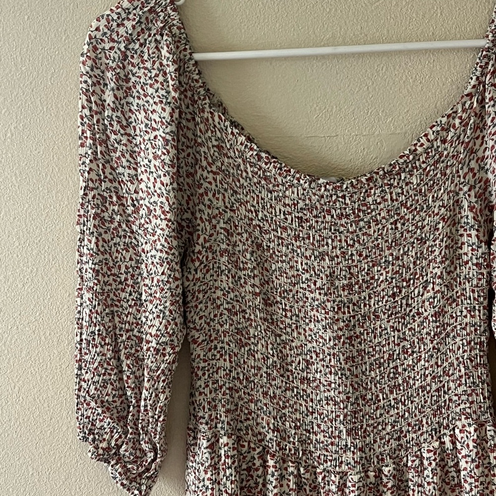 Floral Print Dress with Puff Sleeves